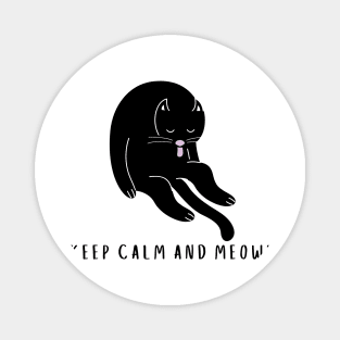 Cool Black Cat/ KEEP CALM AND MEOW! Magnet